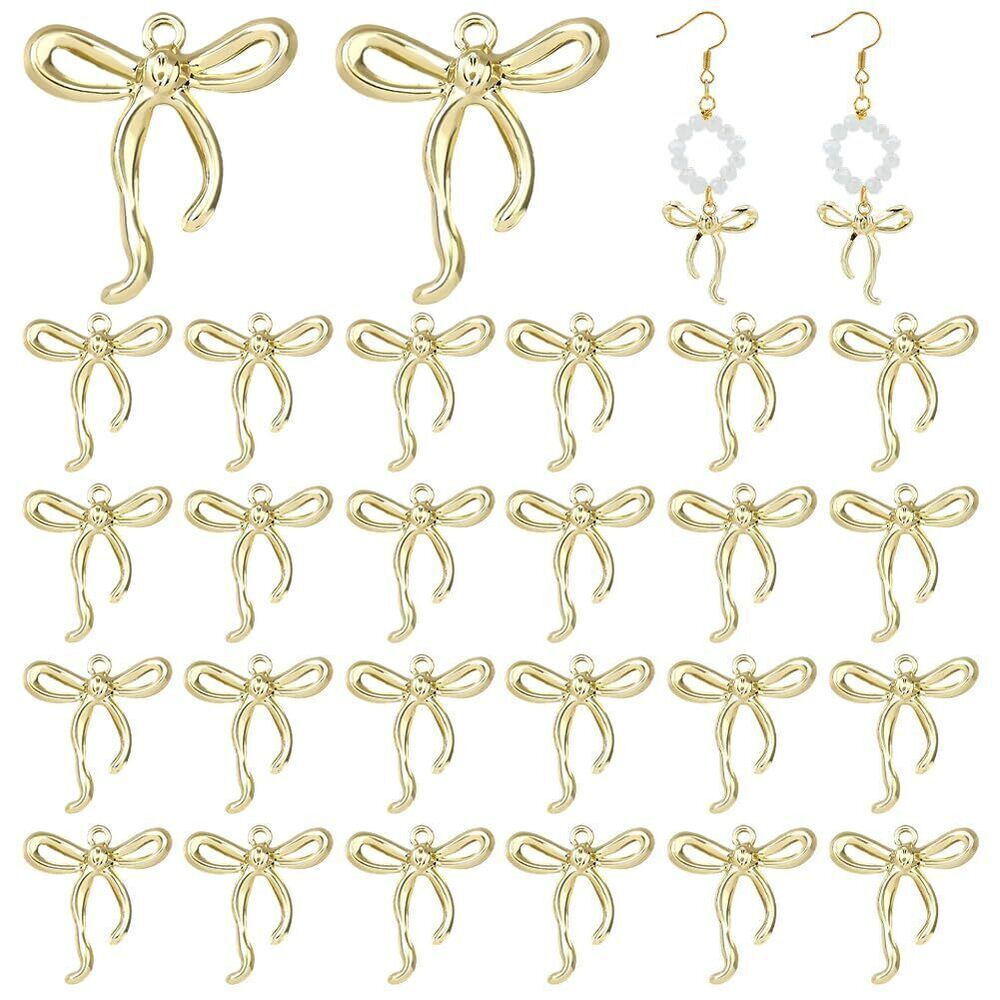 6109 30pcs Light Gold Bowknot Charms Pendants Ribbon Bowknot Charm Bow